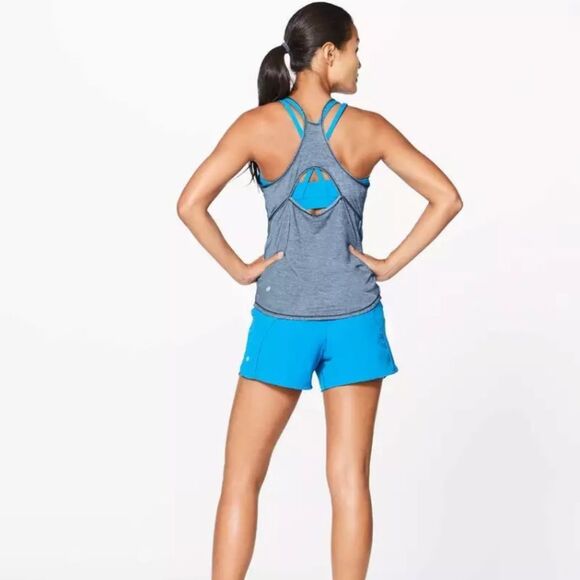 Lululemon Fast as Light Singlet Tank Top Heathered Night Tide Cutout 4 Like New - Picture 2 of 14